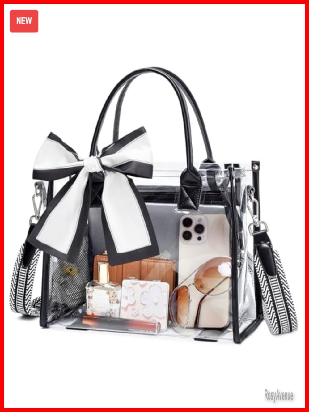 Transparent Clear Tote Bag Stadium Approved Thick PVC Shoulder Bag Guitar Strap